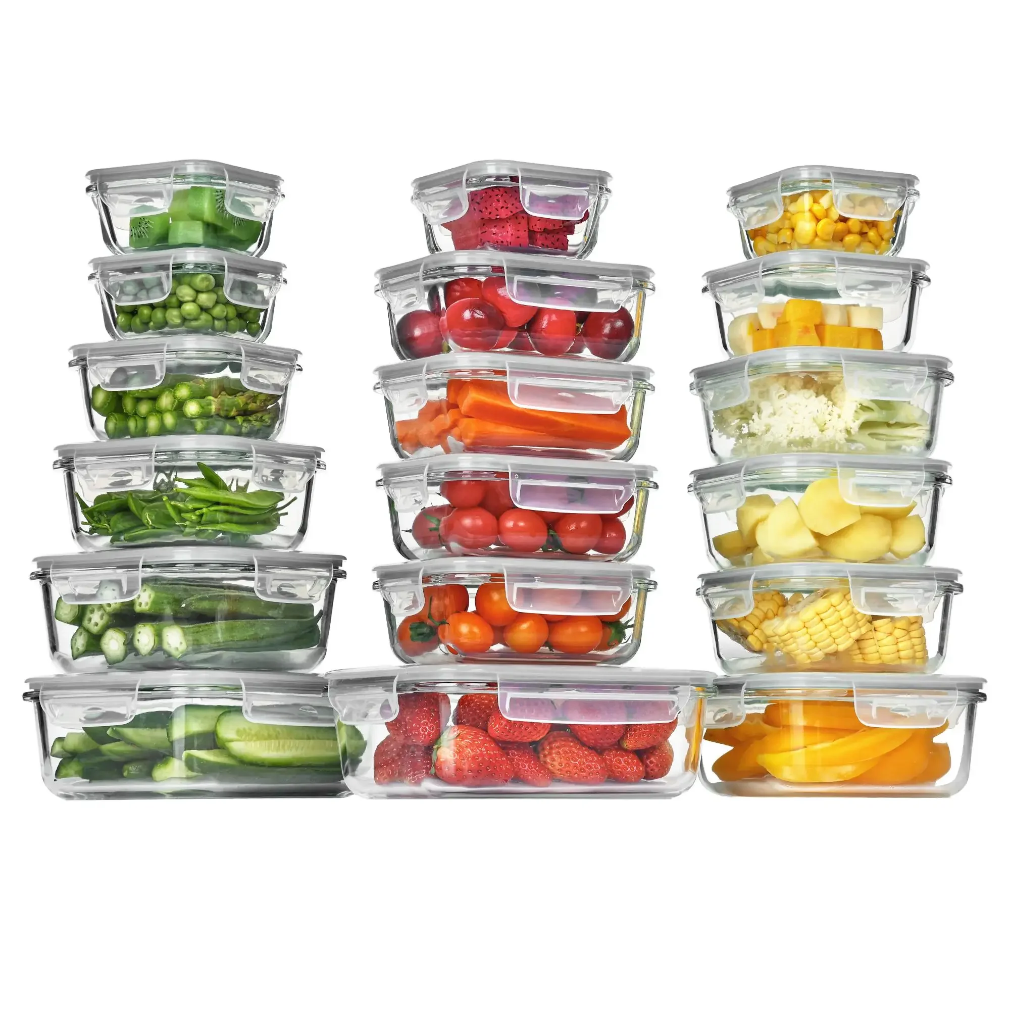 Meal Prep Oven Safe Containers - 18er-Pack Glas-Lebensmittelbehälter mit Deckeln, luftdicht, für