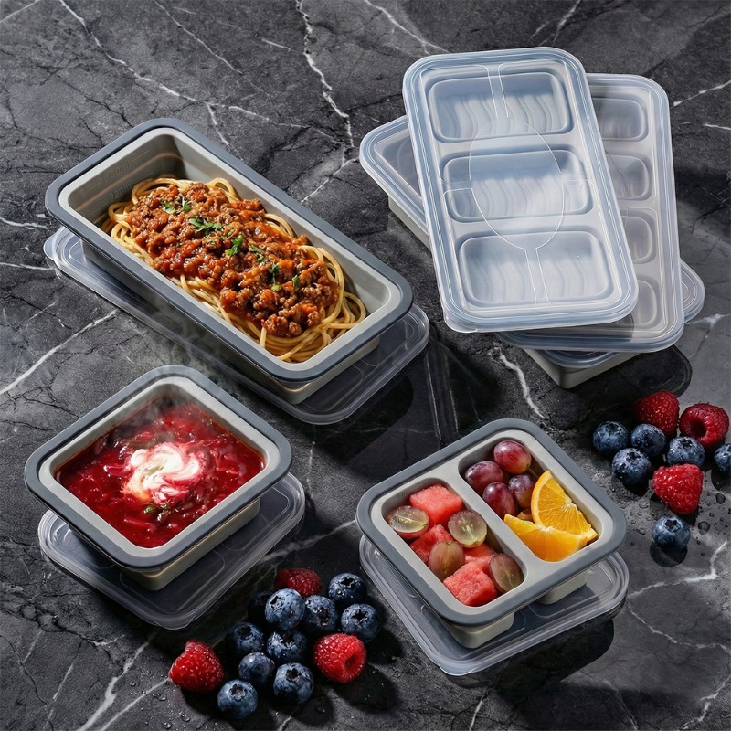 Meal Prep Oven Safe Containers - Silikon-Gefrierfachbehälter mit Deckel, Silikon-Gefrierformen, Eiswürfelform für