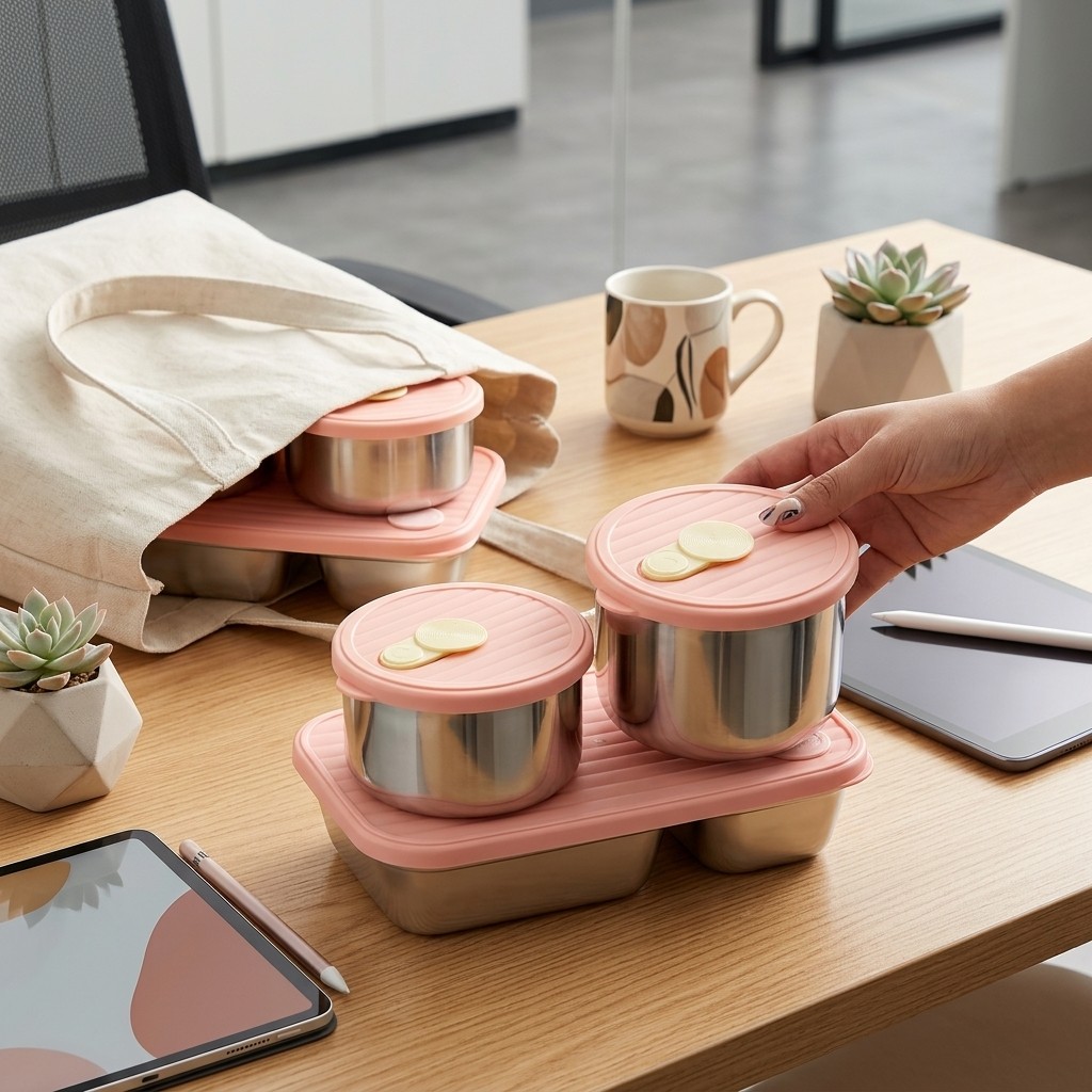 Meal Prep Meal Ideas - Mikrowellengeeignetes 304 Edelstahl Lunchbox-Set Bento-Box Mahlzeiten-Vorbereitungs-Lebensmittelbehälter