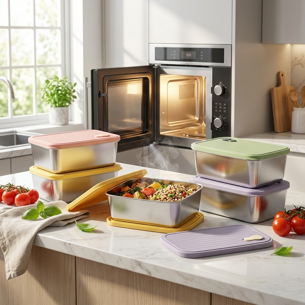 Meal Prep Microwave - Großer Lebensmittelbehälter mit Deckel Wiederverwendbare Versiegelte