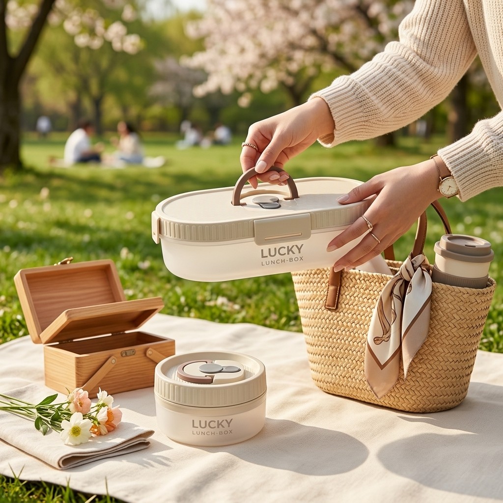 Meal Prep Meal Ideas - Tragbares Bento-Lunchbox-Set, auslaufsicher, 3-teilig, mikrowellengeeignete Lebensmittelbehälter,