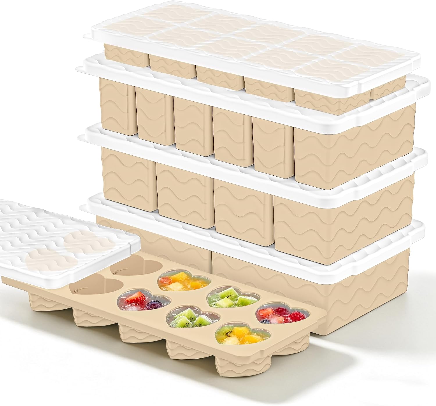 Meal Prep Oven Safe Containers - Silikon-Gefrierformen mit Deckeln, 5er-Set (2 Esslöffel,