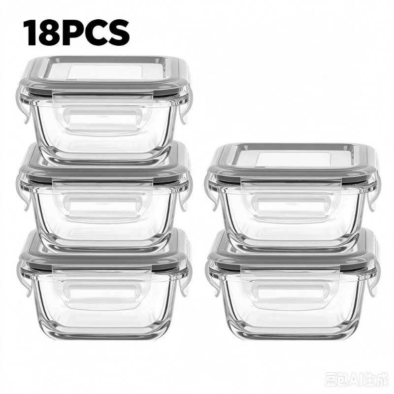 Meal Prep Glass Containers Oven Safe - Glas-Lebensmittelbehälter-Set, 18-teilig, luftdichte Schnappverschlüsse, BPA-freie Glasbehälter