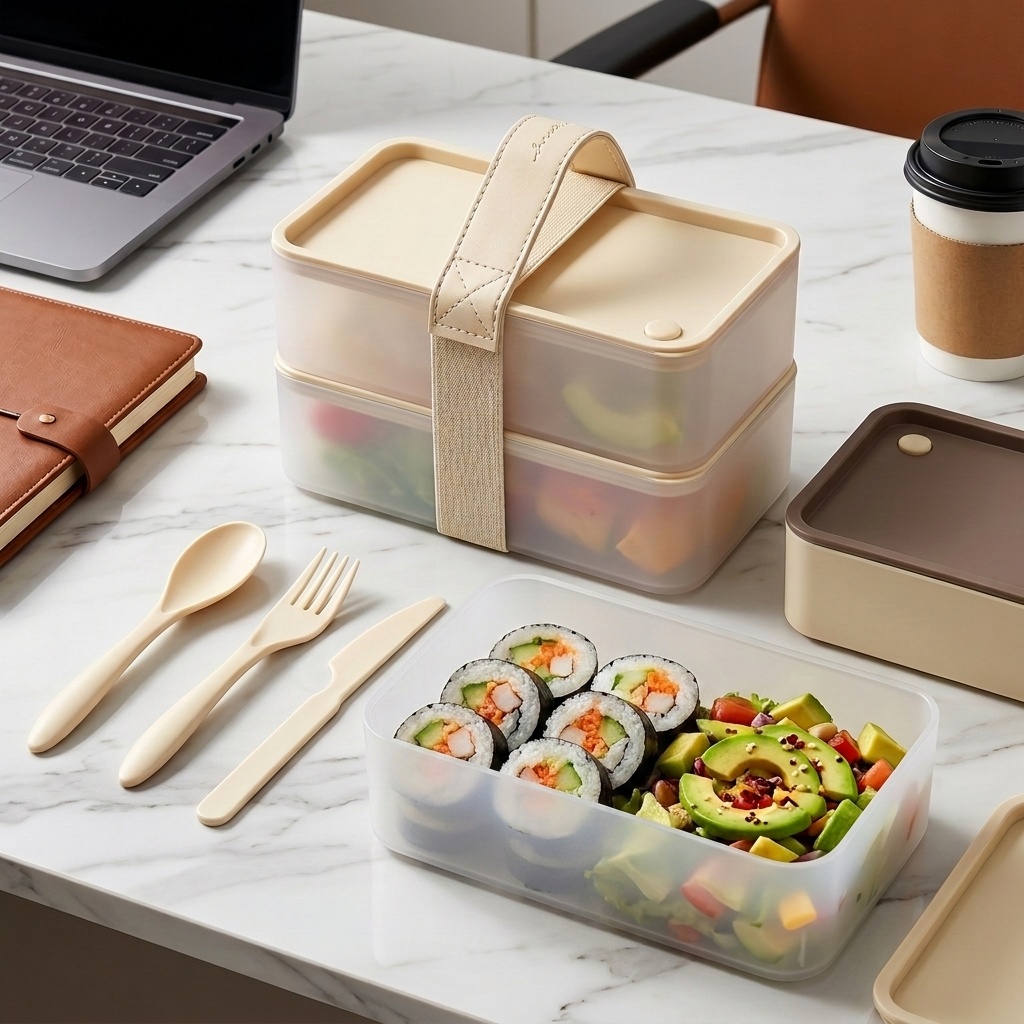 Meal Prep Microwave - Tragbarer Lebensmittelbehälter aus Kunststoff, wiederverwendbare quadratische
