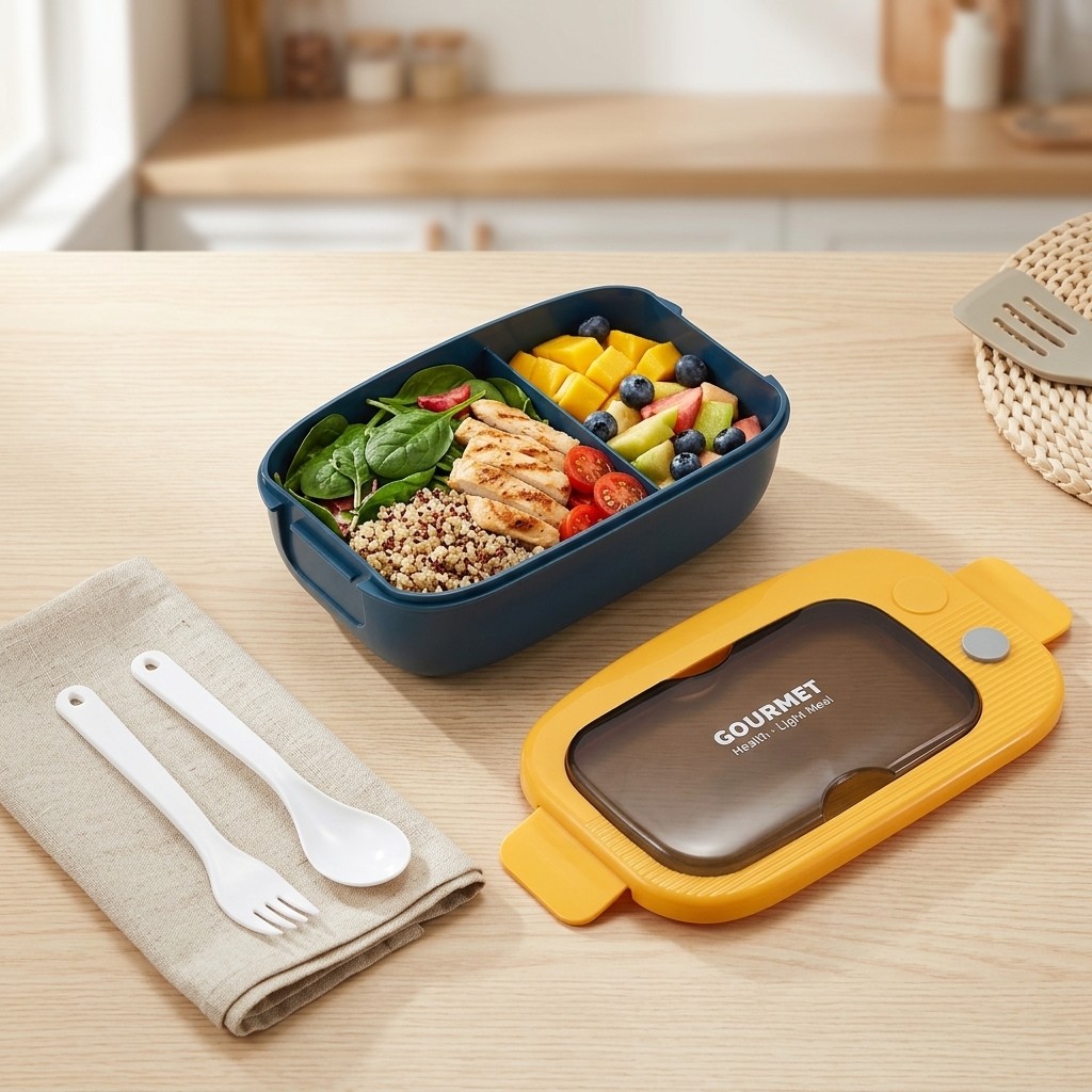 Meal Prep Meal Ideas - Plastik Bento Lunchbox mit 2 Fächern,