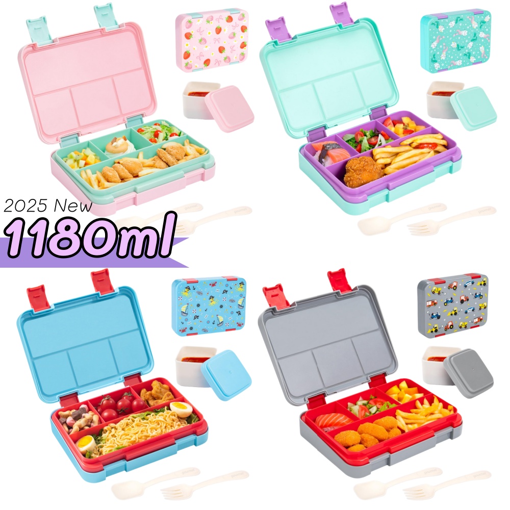 Meal Prep Microwave - 40 Unzen Bento-Lunchbox-Set mit Cartoon-Muster, auslaufsicher,