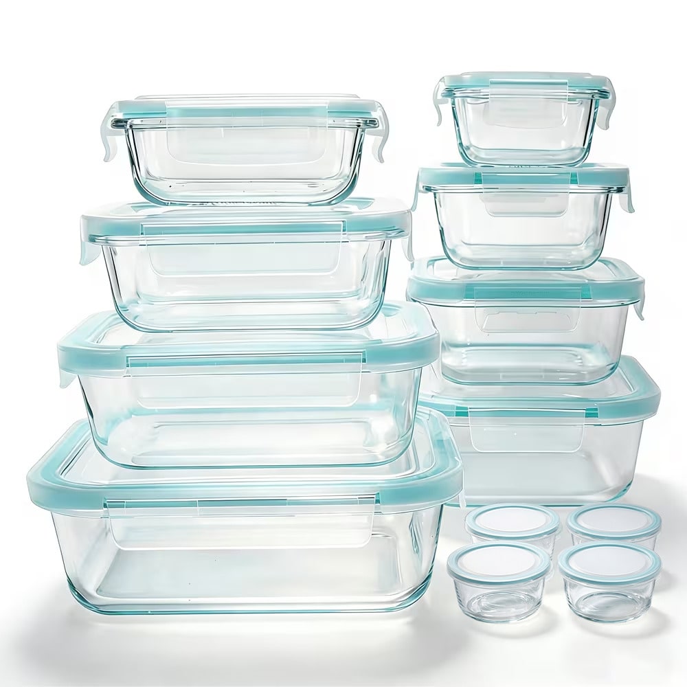 Meal Prep Oven Safe Containers - 24-teiliges Set aus Glas-Lebensmittelbehältern, moderne, klare