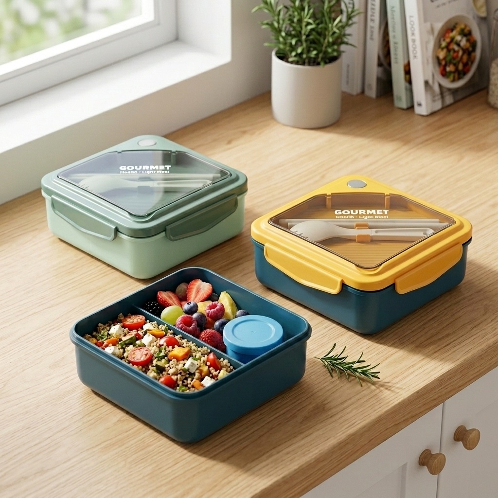 Meal Prep Meal Ideas - Versiegelte Plastik-Bento-Lunchbox mit 2 Fächern, Mikrowellengeeigneter