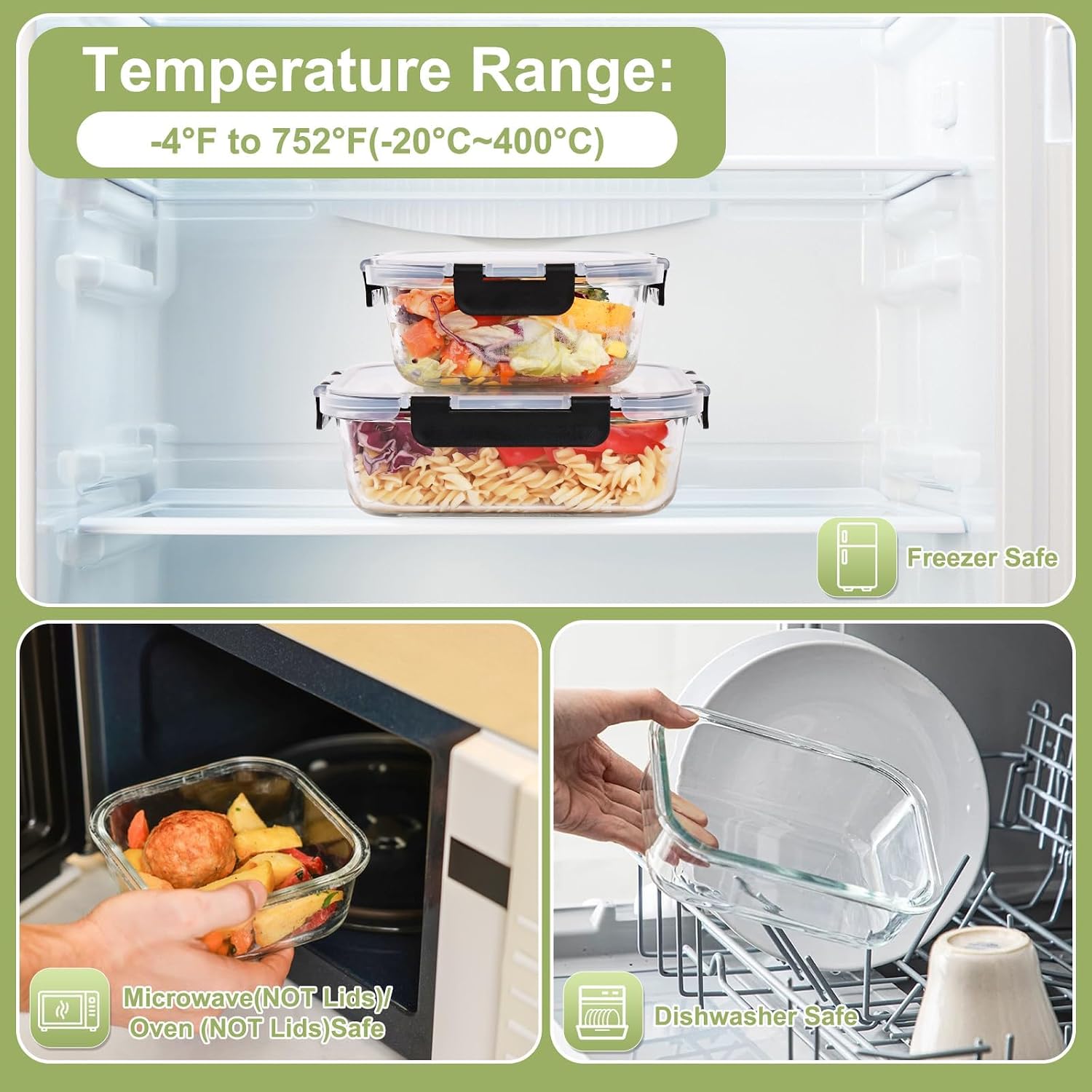 8er-Pack Glas-Lebensmittelbehä – Meal Prep Oven Safe Containers Bewertung und Preis