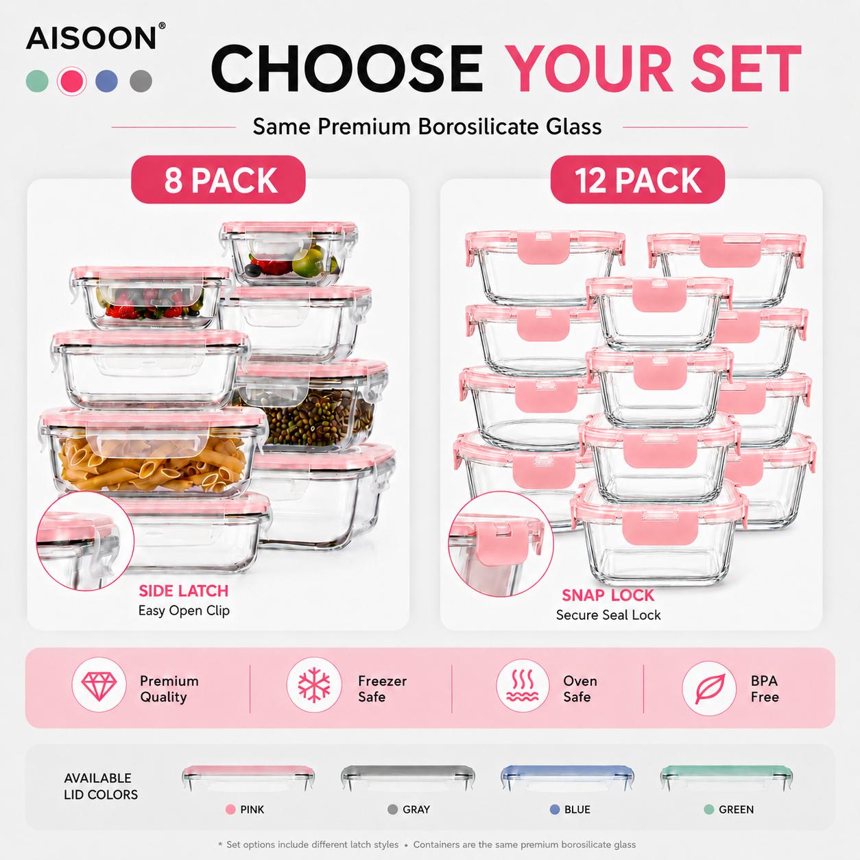 8/12-teiliges Set stapelbarer  – Meal Prep Oven Safe Containers Bewertung und Preis